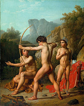 Tre ragazzi spartani si allenano nel tiro con l'arco (1812), di Christoffer Wilhelm Eckersberg.